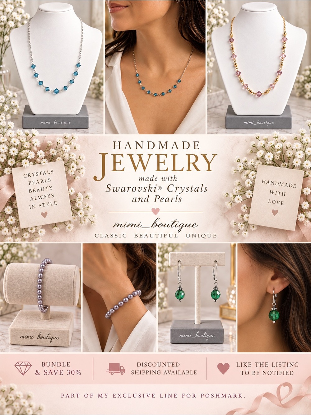 Handmade Swarovski Crystal & Pearl Jewelry Boutique Collection